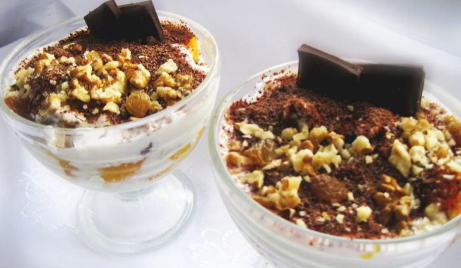 Рецепт десерт из тыквы, орехов, изюма и шоколада