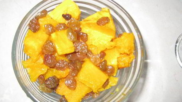 ШАГ 2. десерт из тыквы, орехов, изюма и шоколада