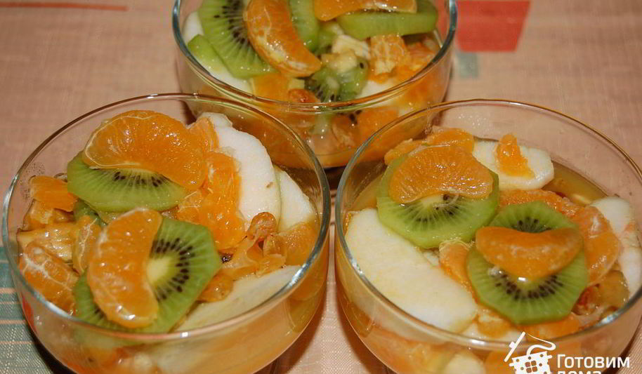 Рецепт фрукты в имбирно-мятном сиропе