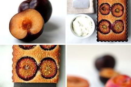 Клафути с шоколадом и сливами