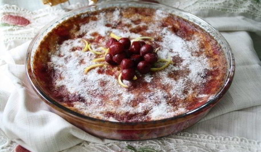Рецепт клафути с вишней, овсяной мукой и отрубями