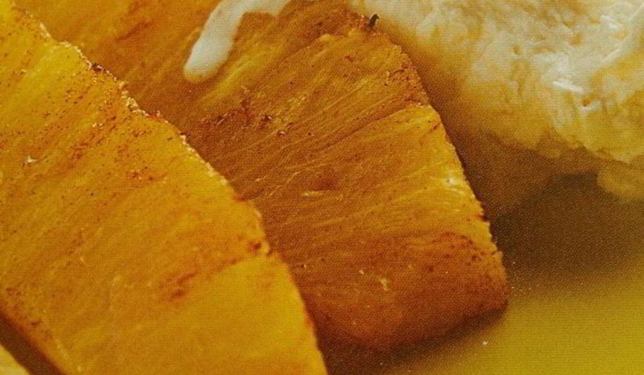 Рецепт ананасы на гриле со свежим сырным кремом