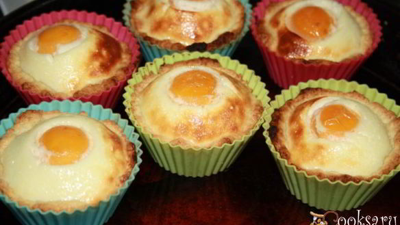 ШАГ 8. песочные корзинки с кремом и абрикосом яишенки