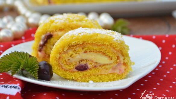 ШАГ 5. рулет с лимонным кремом и ягодами