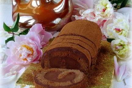 Шоколадный рулет с трюфельным кремом