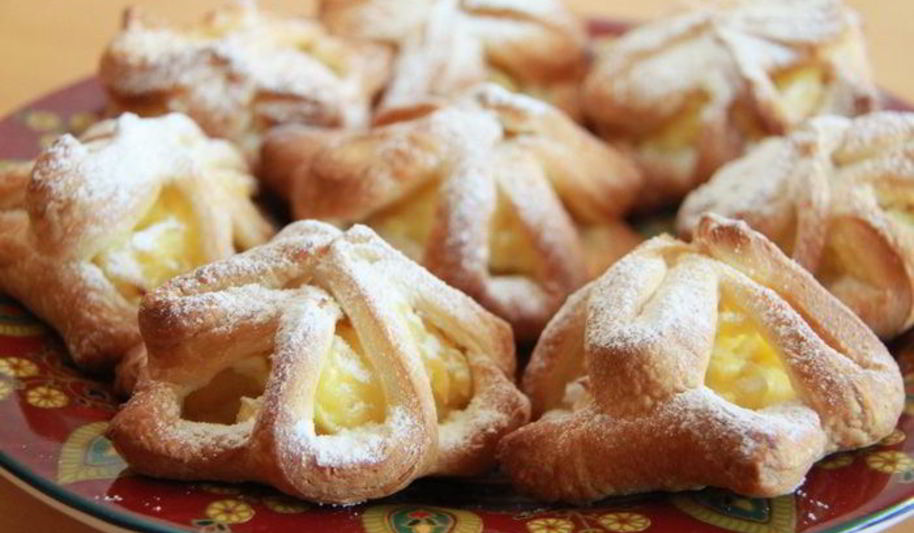Рецепт слоеные звездочки с кремом патисьер и кусочками яблока