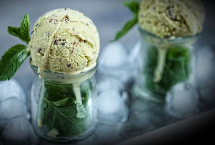 Мятное мороженое с шоколадом