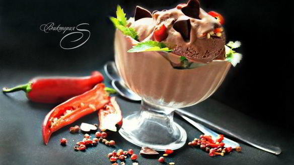 ШАГ 8. шоколадное мороженое c красным перцем