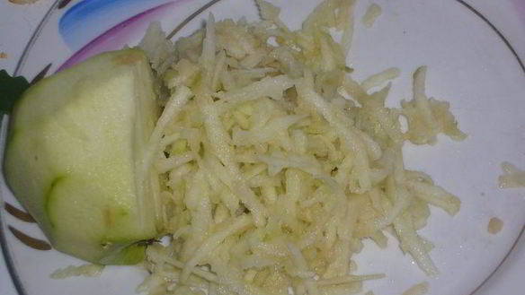 ШАГ 3. мусс из белка, яблок и банана