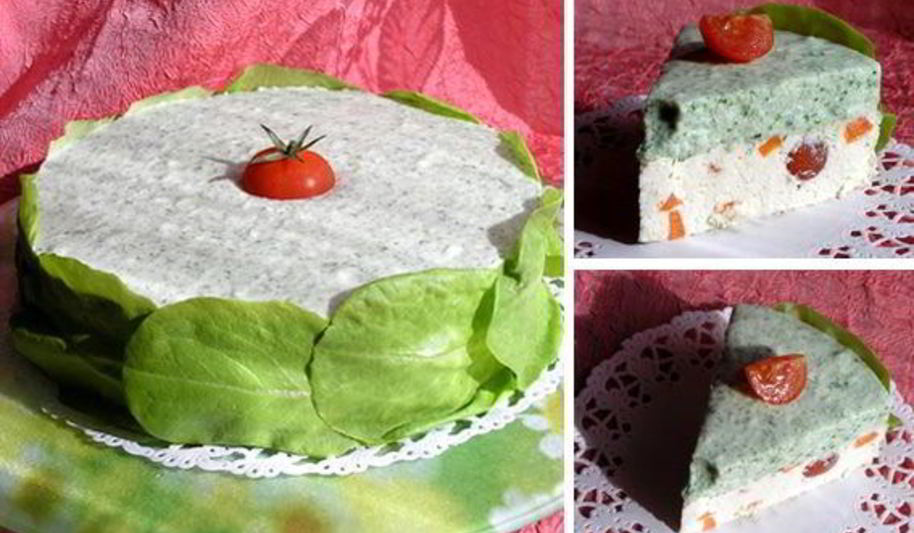 Рецепт торт-мусс с курицей, шпинатом и черри