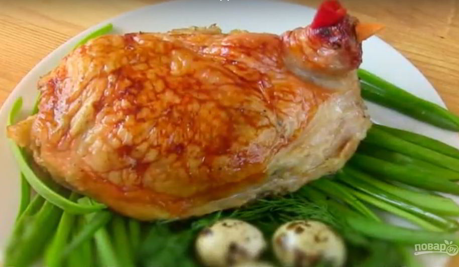 Рецепт пасхальная курочка из окорочков с яблочками