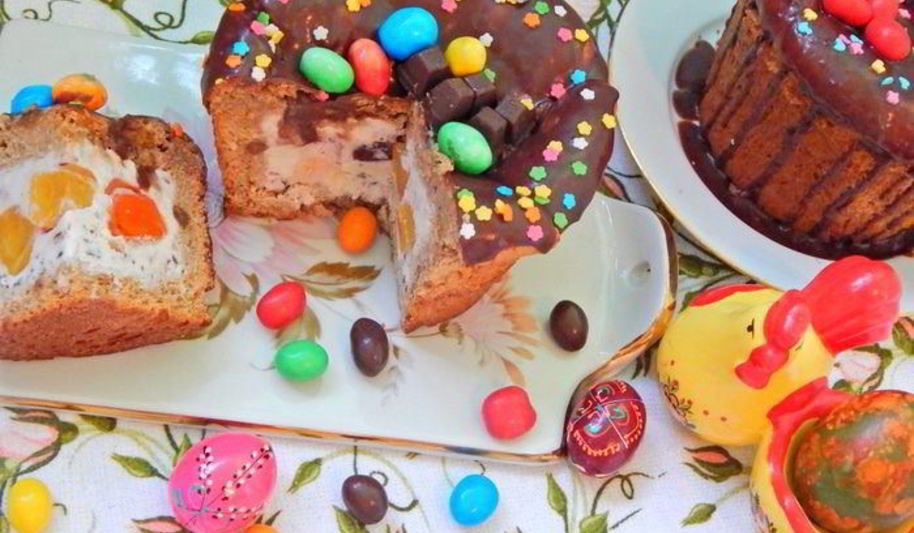Рецепт шоколадный кулич с пломбиром