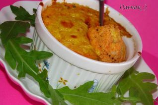 Нежное овощное суфле с курицей и сыром