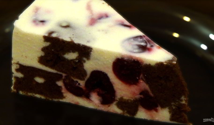Рецепт торт-суфле с творогом и вишнями