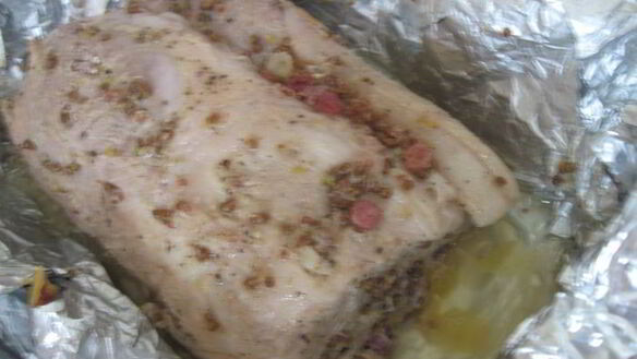 ШАГ 4. запеченная свинина с суфле из зеленого горошка бабочки прилетели