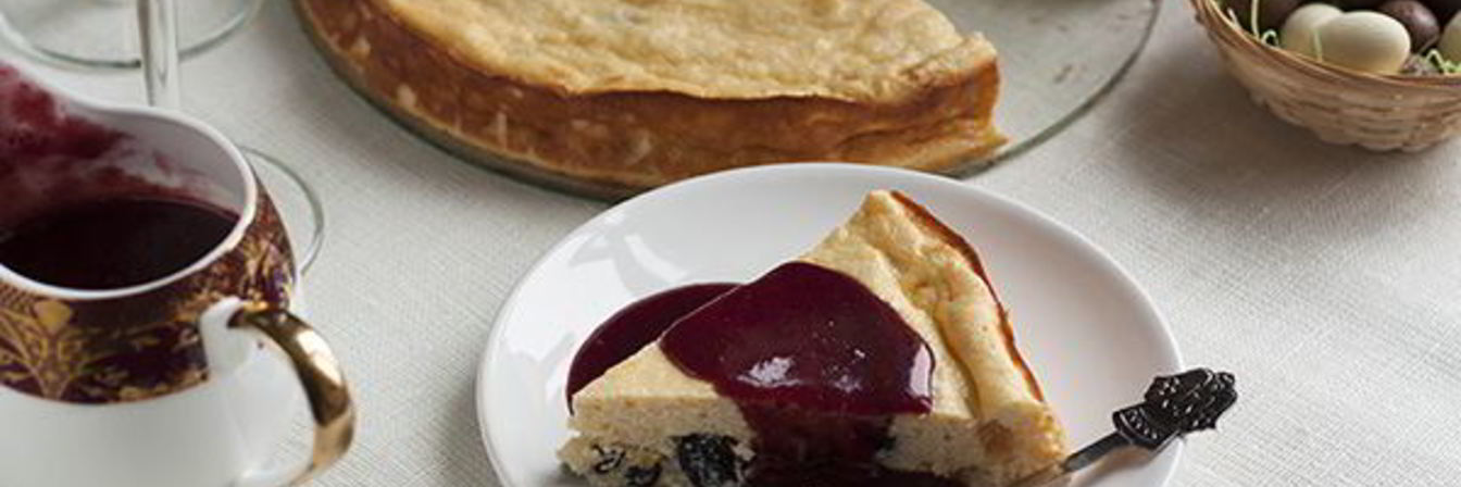 Творожный пудинг с соусом из кагора