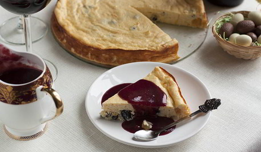 Рецепт творожный пудинг с соусом из кагора