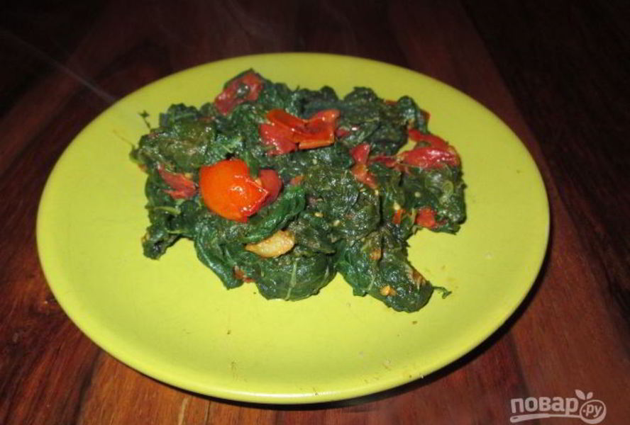 Гарнир из замороженного шпината