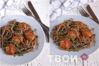 Гречневая лапша Соба с фрикадельками