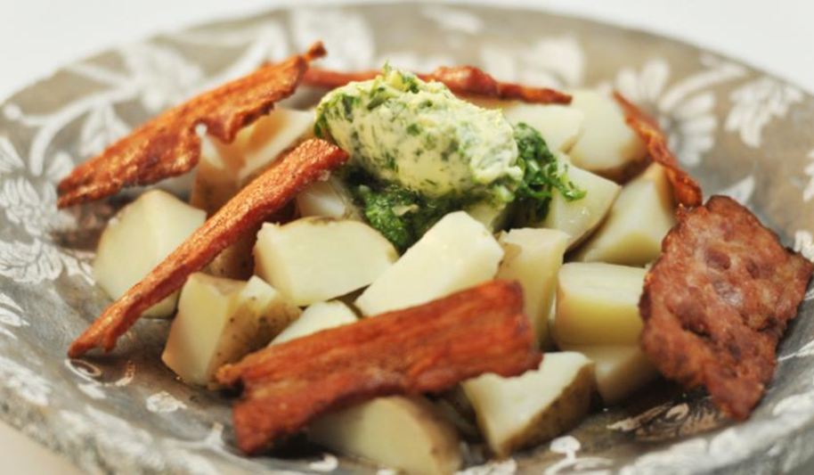 Рецепт картофель с ароматным маслом и ветчиной