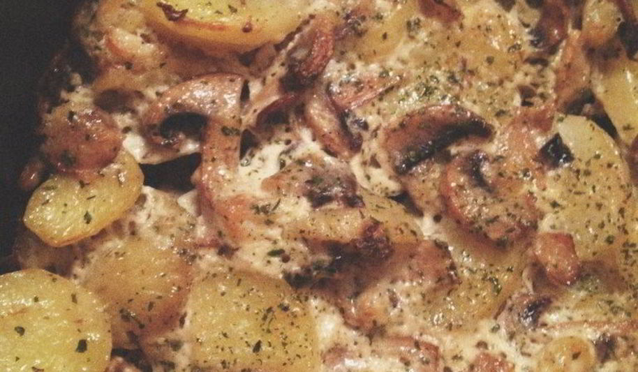 Рецепт картофель с грибами в сливках и зеленью