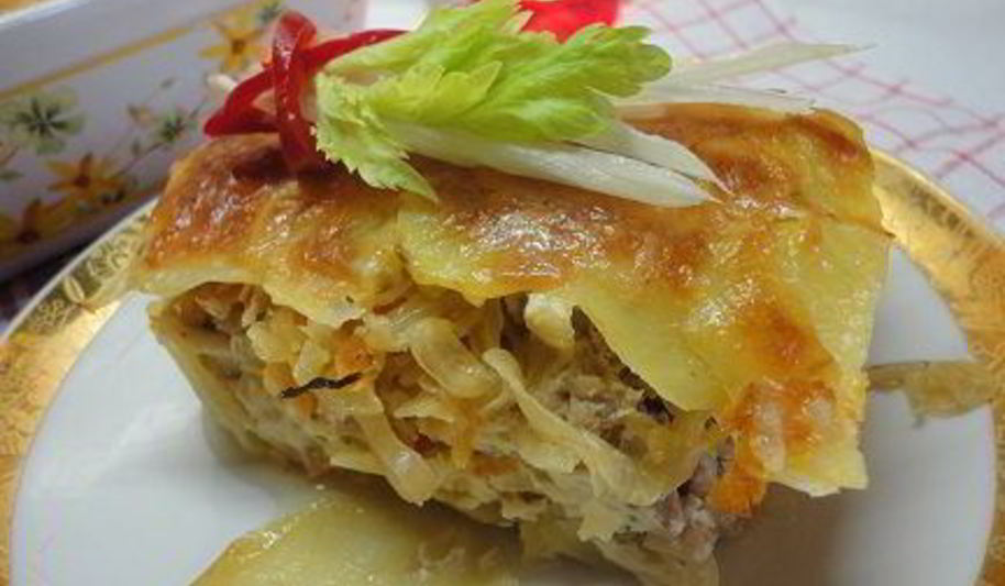 Рецепт картофель с мясом и капустой