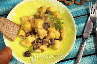 Картошка с куриными сердечками