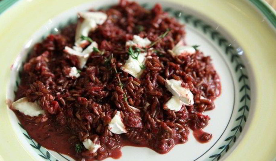 Рецепт красный рис с козьим сыром