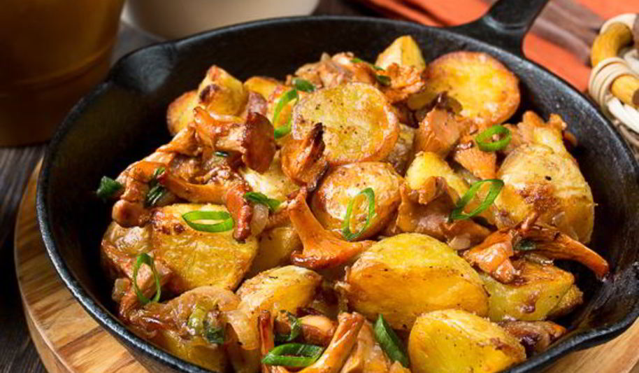 Рецепт печеный картофель с лисичками