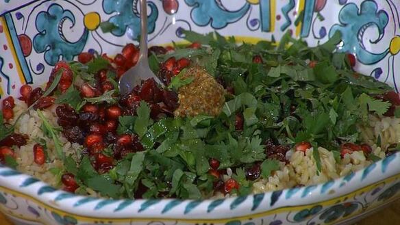 ШАГ 8. рис с бататом, клюквой и гранатом