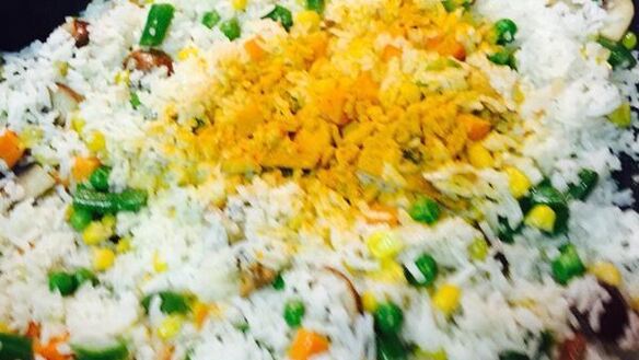 ШАГ 7. рис с грибами и овощами