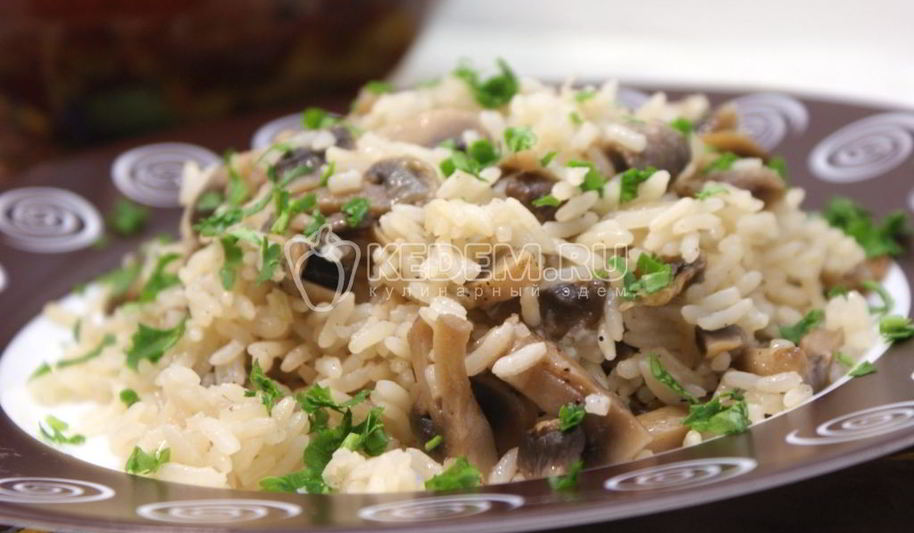 Рецепт рис с грибами в горшочке
