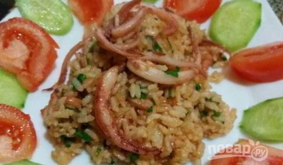 Рецепт рис с кальмарами