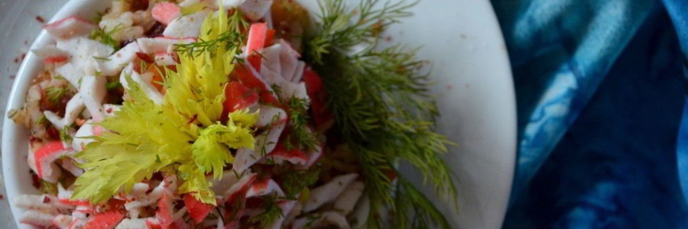 Рис с овощами и крабовым мясом