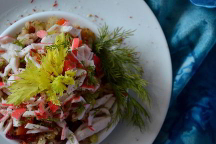 Рис с овощами и крабовым мясом