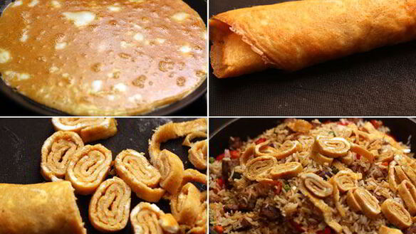 ШАГ 7. рис со свининой, овощами и омлетом