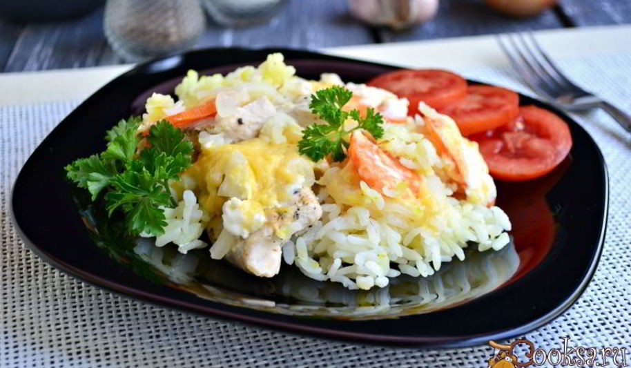 Рецепт шафрановый рис с курицей и сыром на пару в мультиварке