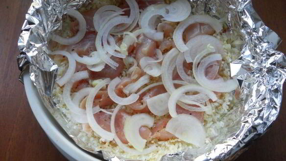 ШАГ 3. шафрановый рис с курицей и сыром на пару в мультиварке