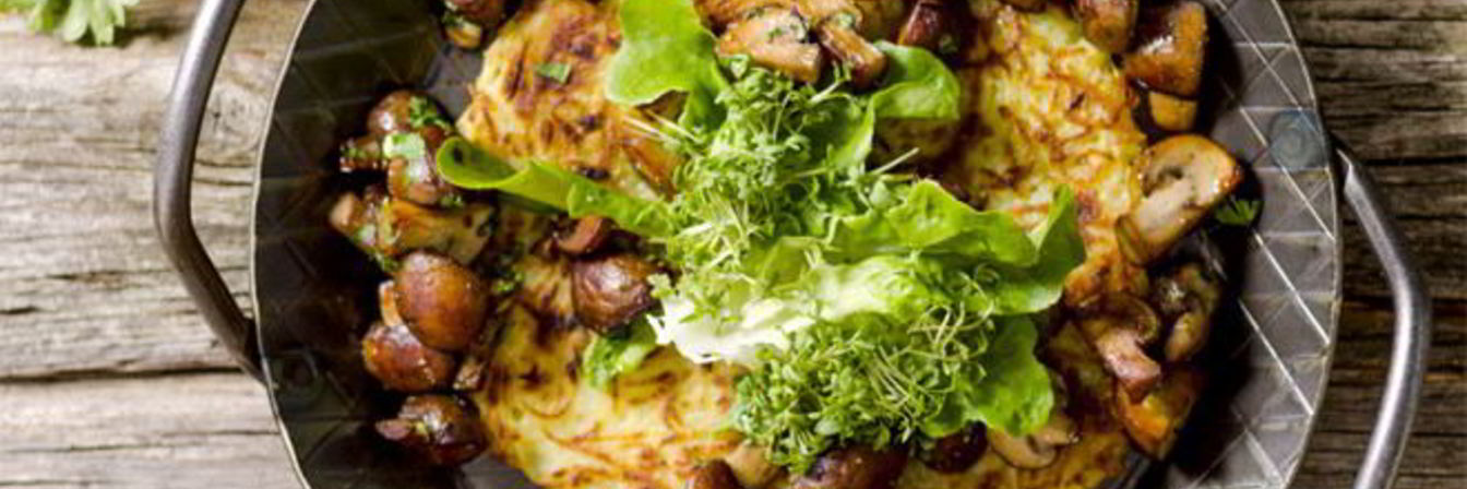 Жареная картошка с белыми грибами