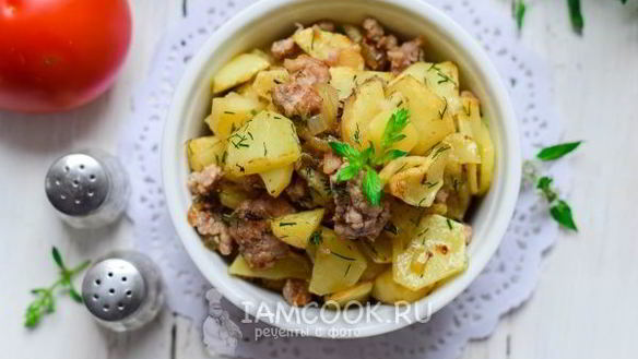 ШАГ 9. жареная картошка с фаршем на сковороде