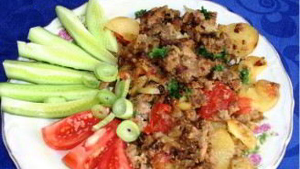 ШАГ 5. жареная картошка с фаршем