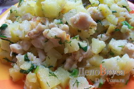 Жареная картошка с куриным филе