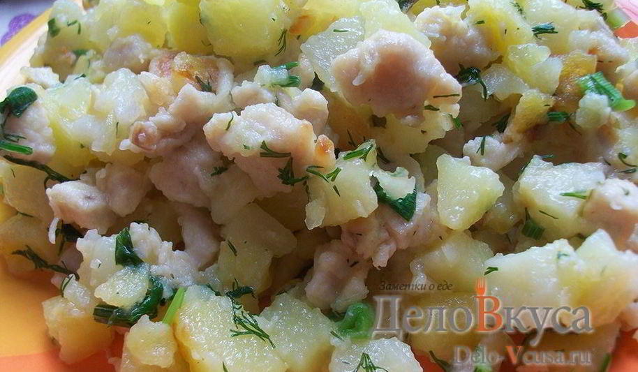 Рецепт жареная картошка с куриным филе