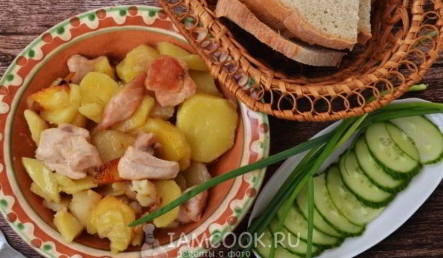Рецепт жареная картошка с курицей в мультиварке