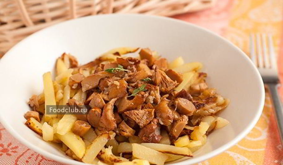 Рецепт жареная картошка с лисичками
