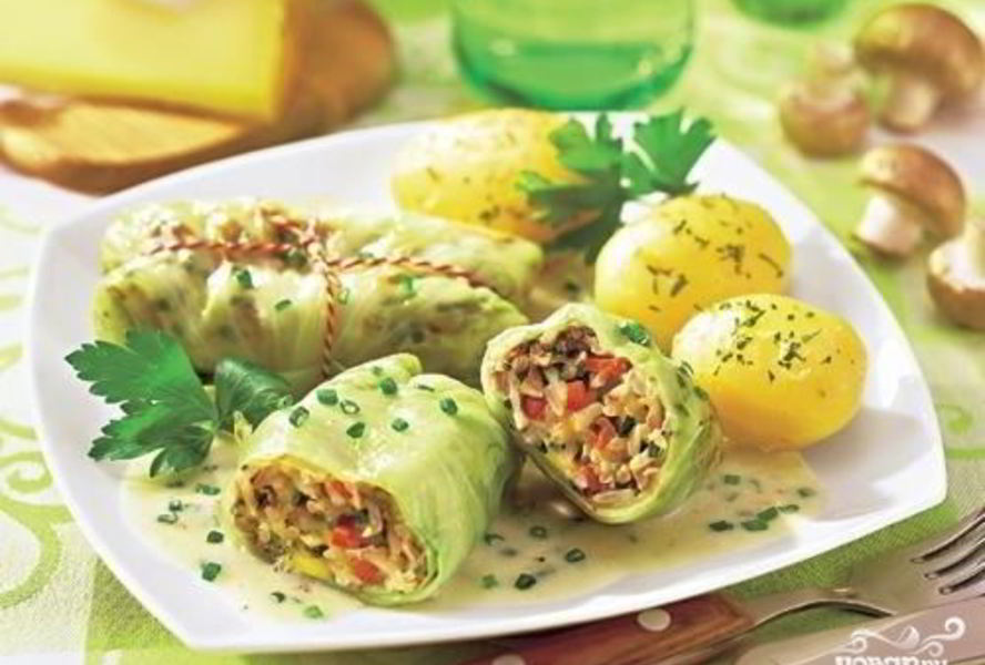 Голубцы с грибами и рисом