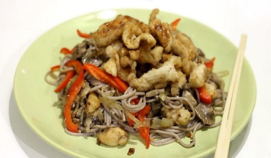 Рецепт гречневая лапша с курицей терияки