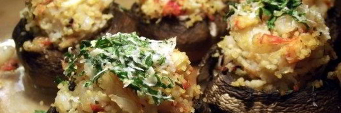 Фаршированные шампиньоны с креветками