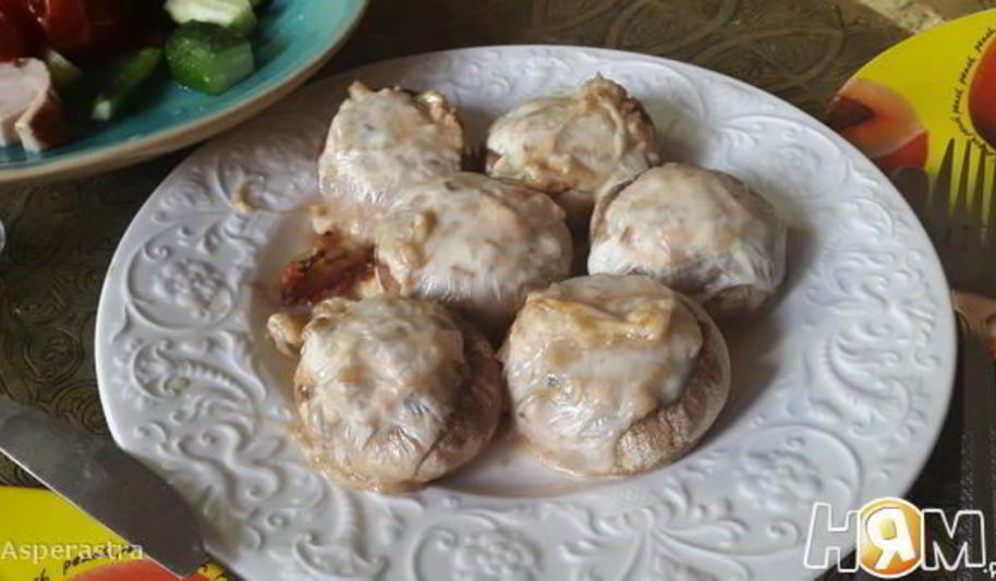 Рецепт фаршированные шампиньоны с рыбной начинкой