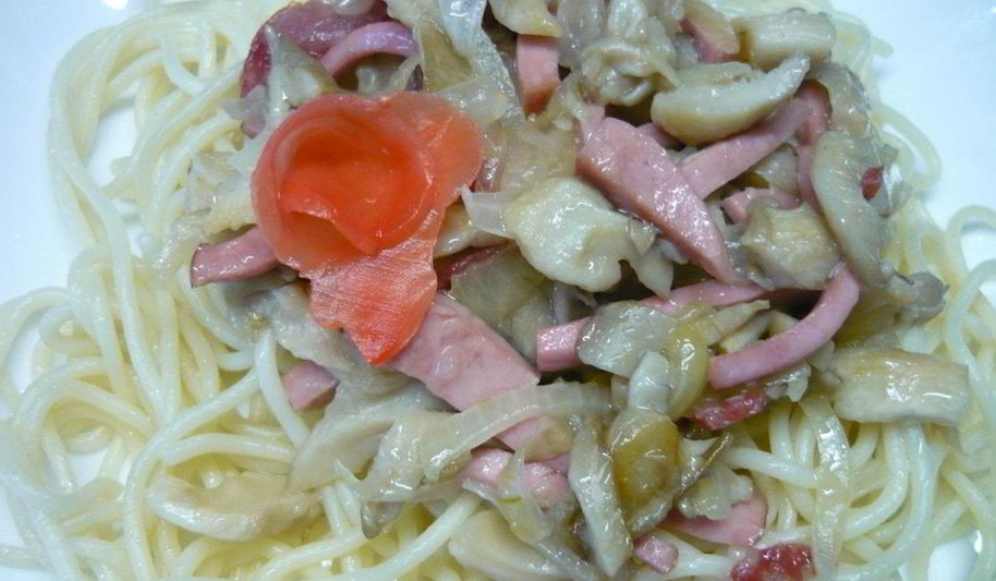 Рецепт грибы, жаренные с колбасой